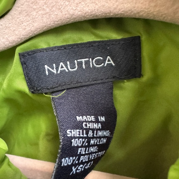 Nautica Girls Size 4 XS Green and Pink Striped Zip Up Puffer Vest - Picture 4 of 5
